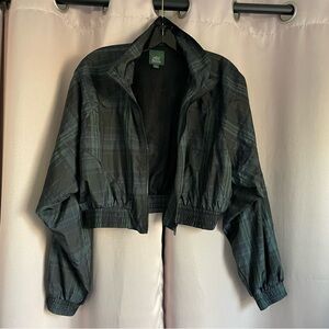 Wild Fable Dark Plaid Bomber Jacket